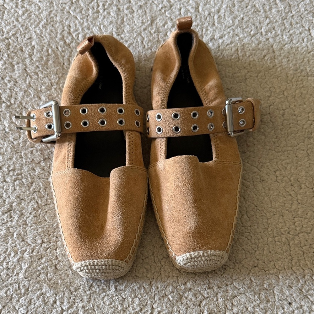 Nearly New $348 Rag & Bone Anteros Oak Brown Suede Espadrilles Size 39/9 - Picture 2 of 7